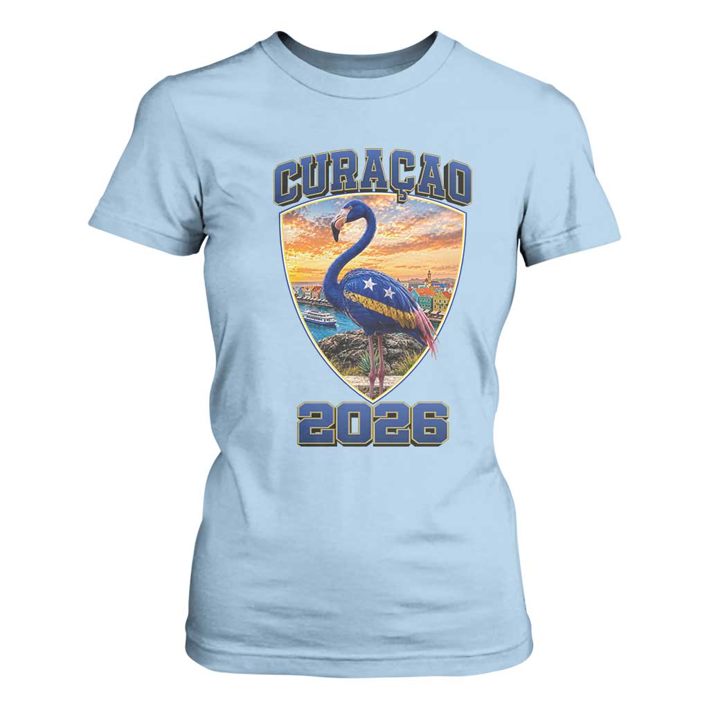 Funny Curacao Flamingo Soccer Lover T Shirt For Women Caribbean Island Gift