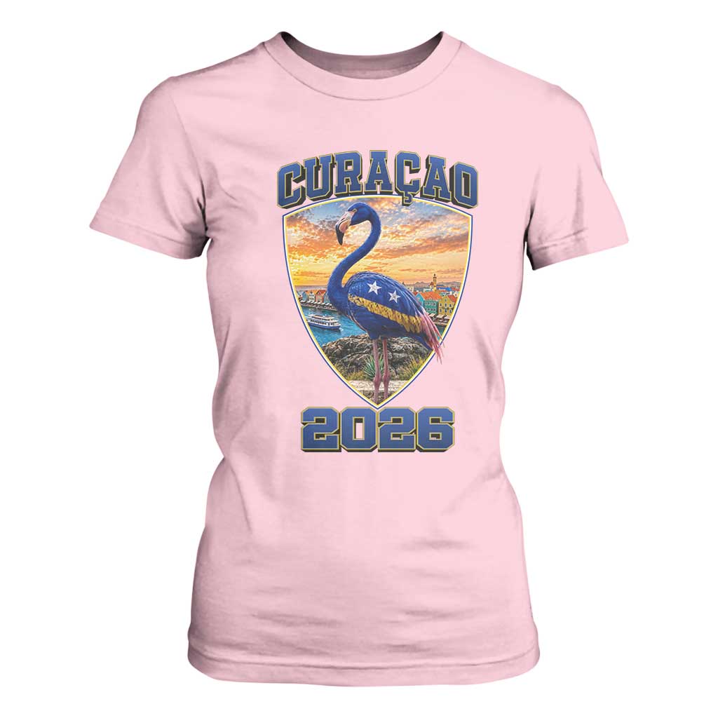 Funny Curacao Flamingo Soccer Lover T Shirt For Women Caribbean Island Gift