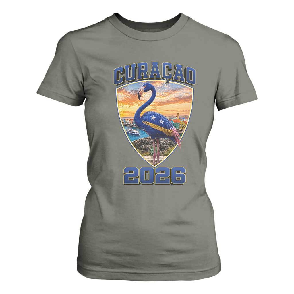 Funny Curacao Flamingo Soccer Lover T Shirt For Women Caribbean Island Gift