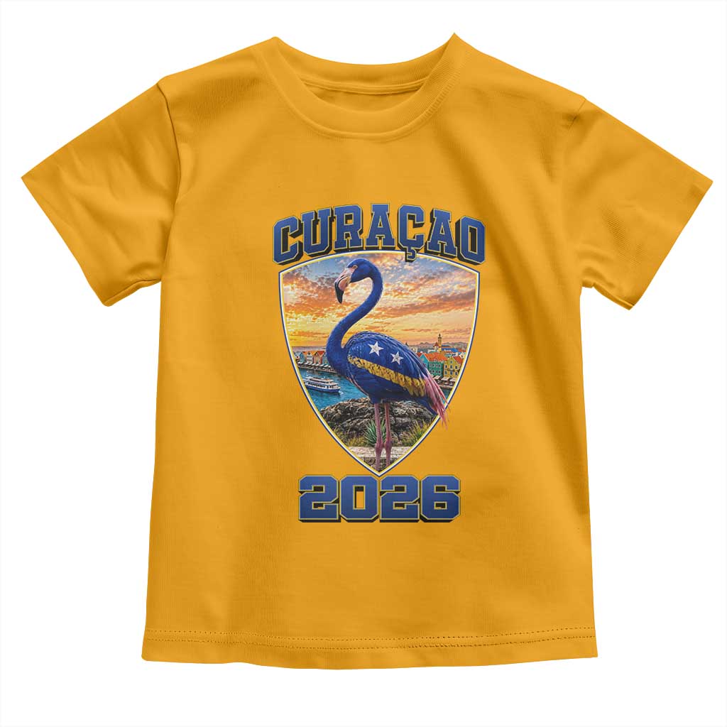Funny Curacao Flamingo Soccer Lover Toddler T Shirt Caribbean Island Gift