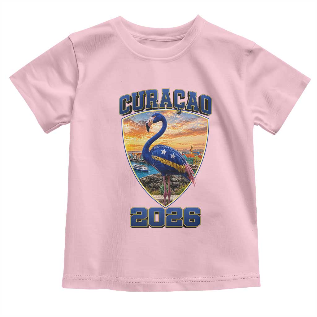 Funny Curacao Flamingo Soccer Lover Toddler T Shirt Caribbean Island Gift