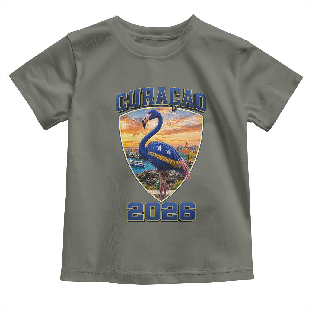 Funny Curacao Flamingo Soccer Lover Toddler T Shirt Caribbean Island Gift