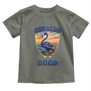 Funny Curacao Flamingo Soccer Lover Toddler T Shirt Caribbean Island Gift