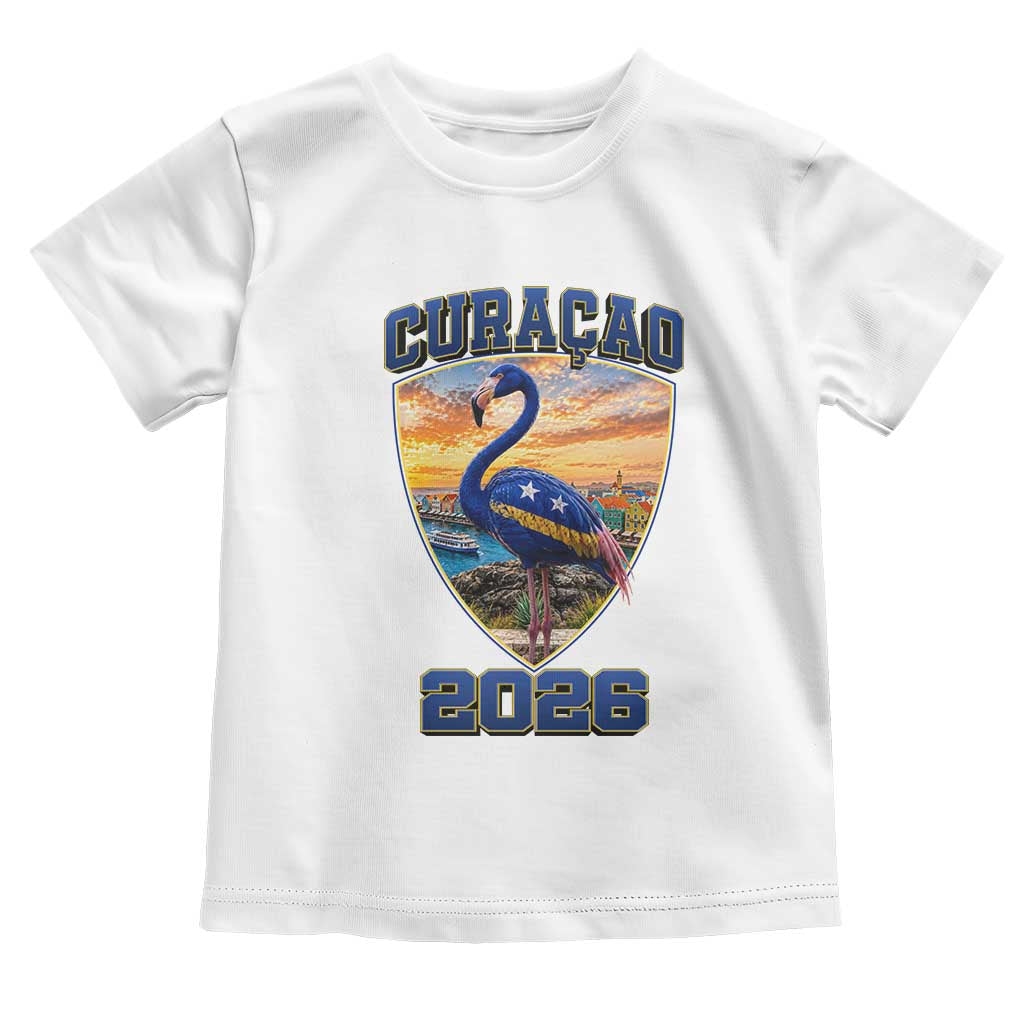 Funny Curacao Flamingo Soccer Lover Toddler T Shirt Caribbean Island Gift