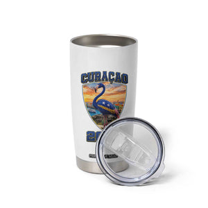 Funny Curacao Flamingo Soccer Lover Tumbler Cup Caribbean Island Gift