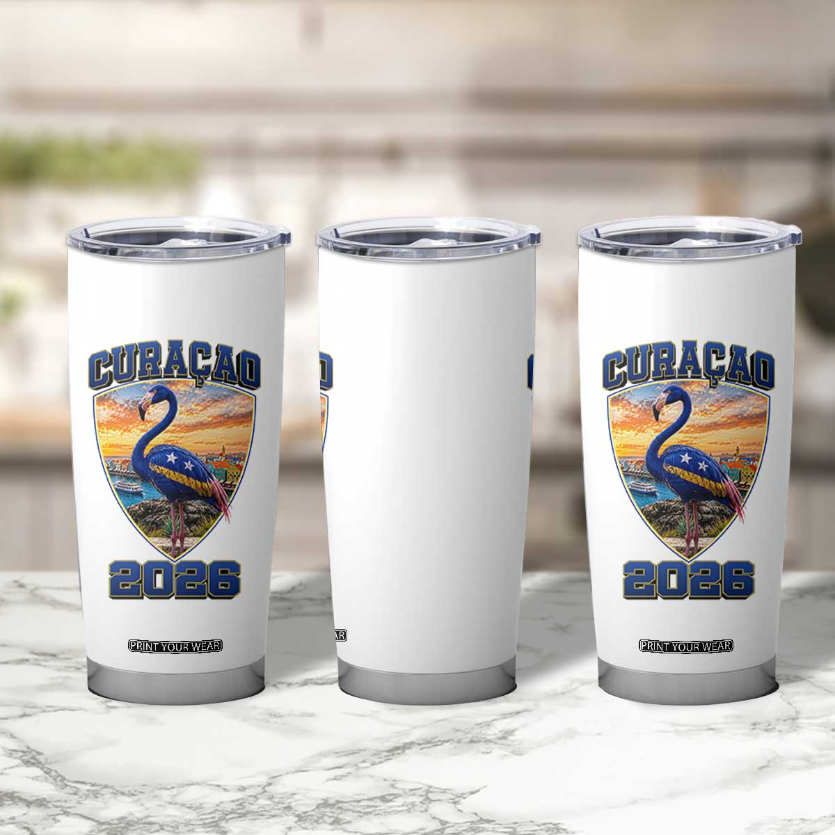 Funny Curacao Flamingo Soccer Lover Tumbler Cup Caribbean Island Gift
