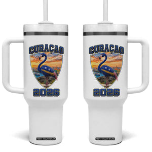 Funny Curacao Flamingo Soccer Lover Tumbler With Handle Caribbean Island Gift