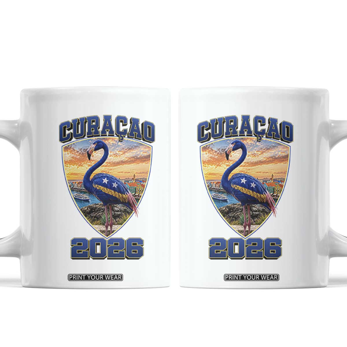 Funny Curacao Flamingo Soccer Lover Coffee Mug Caribbean Island Gift