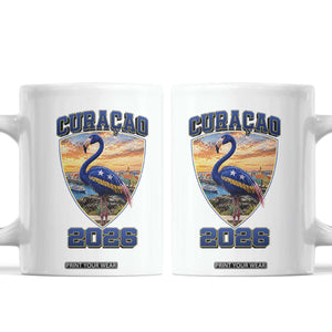 Funny Curacao Flamingo Soccer Lover Coffee Mug Caribbean Island Gift