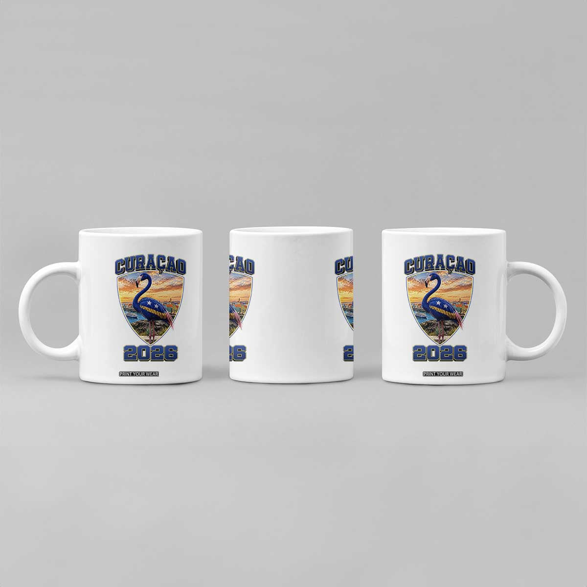 Funny Curacao Flamingo Soccer Lover Coffee Mug Caribbean Island Gift
