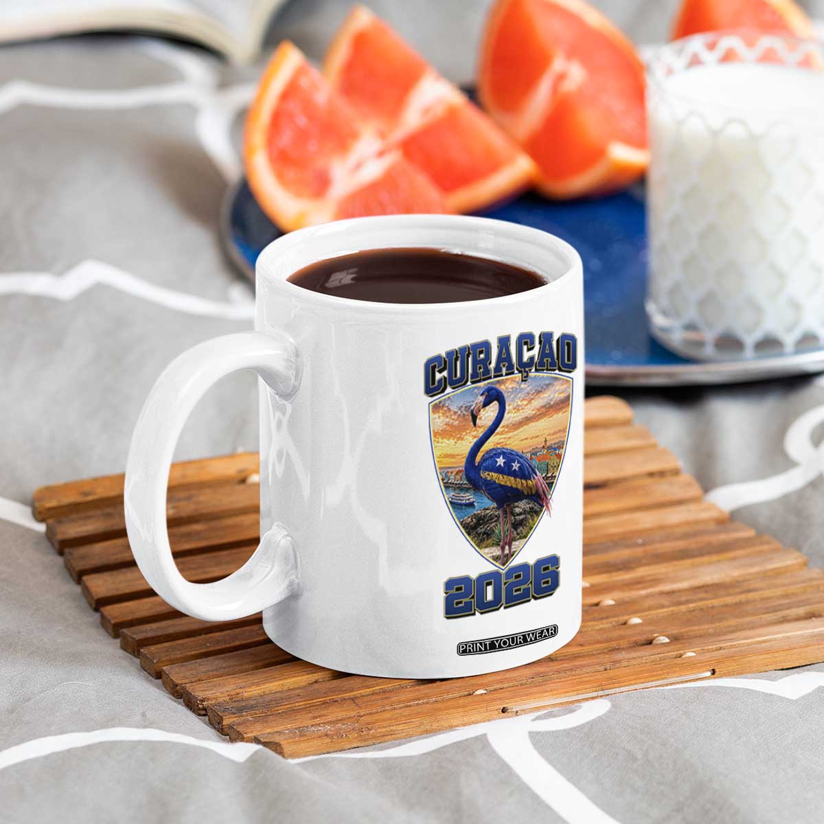 Funny Curacao Flamingo Soccer Lover Coffee Mug Caribbean Island Gift
