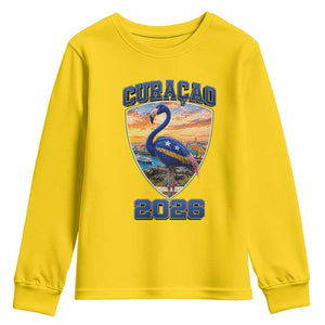 Funny Curacao Flamingo Soccer Lover Youth Sweatshirt Caribbean Island Gift