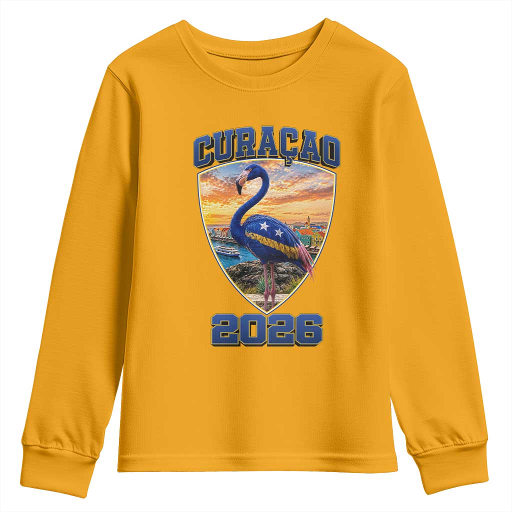 Funny Curacao Flamingo Soccer Lover Youth Sweatshirt Caribbean Island Gift