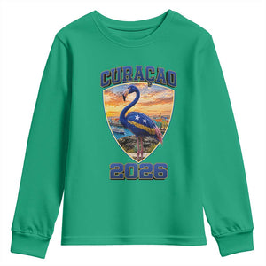 Funny Curacao Flamingo Soccer Lover Youth Sweatshirt Caribbean Island Gift