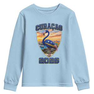 Funny Curacao Flamingo Soccer Lover Youth Sweatshirt Caribbean Island Gift
