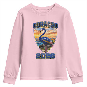 Funny Curacao Flamingo Soccer Lover Youth Sweatshirt Caribbean Island Gift