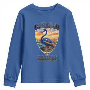 Funny Curacao Flamingo Soccer Lover Youth Sweatshirt Caribbean Island Gift