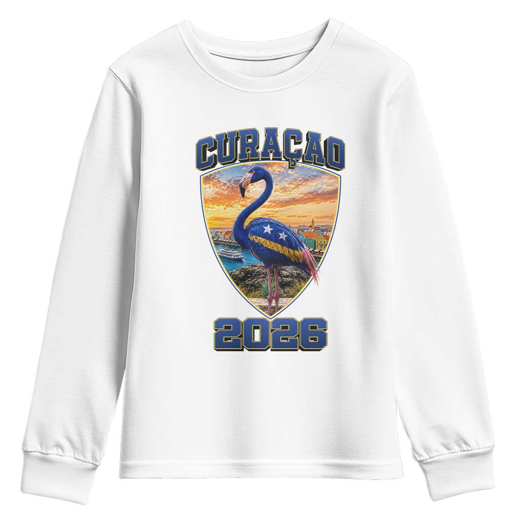 Funny Curacao Flamingo Soccer Lover Youth Sweatshirt Caribbean Island Gift