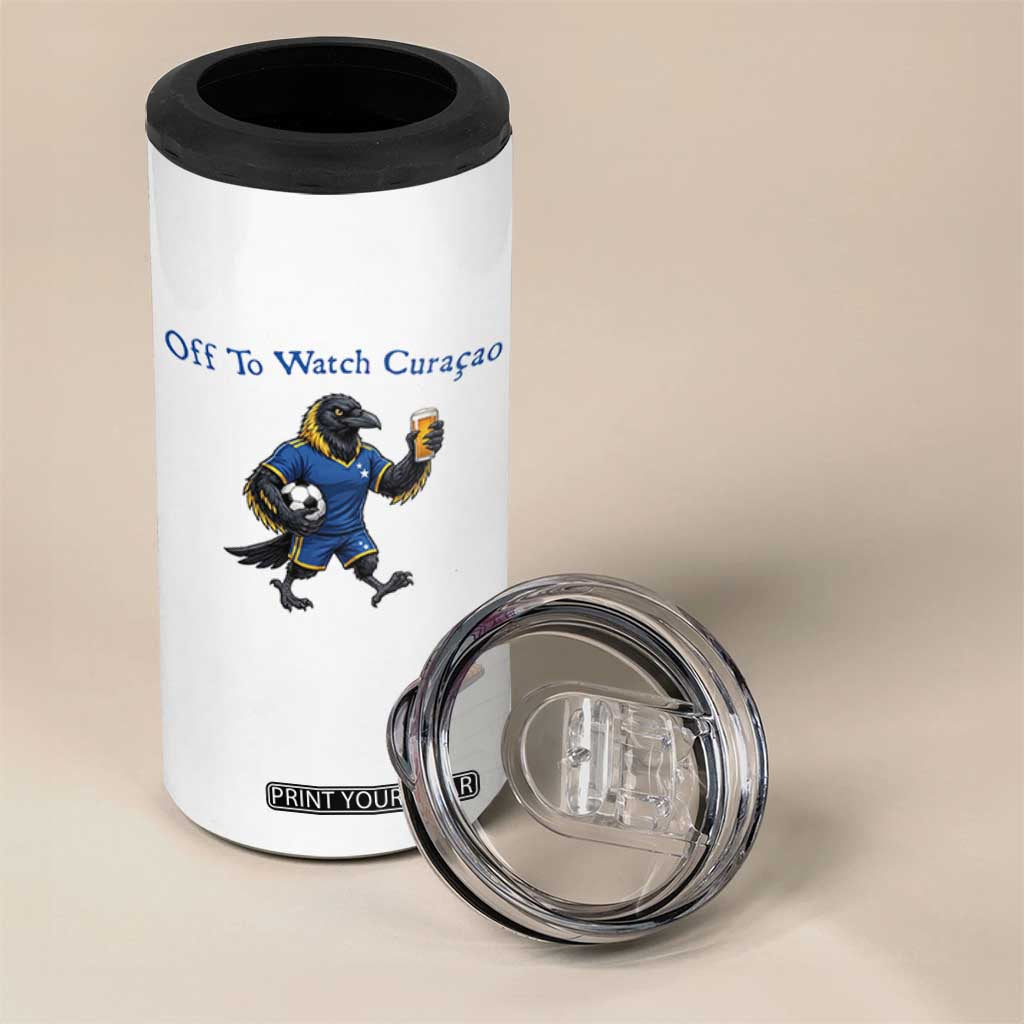 Funny Curacao Bird Soccer Fan Gift 4 in 1 Can Cooler Tumbler Off To Watch Curaçao