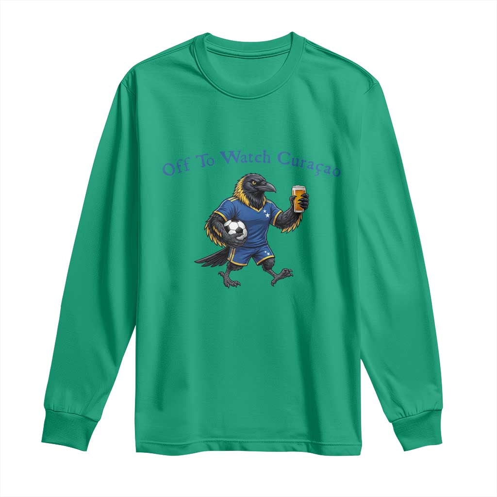 Funny Curacao Bird Soccer Fan Gift Long Sleeve Shirt Off To Watch Curaçao