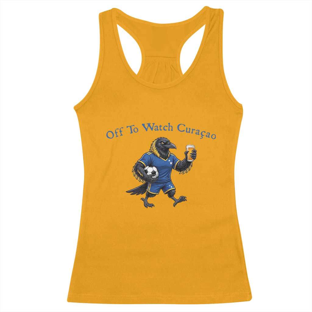 Funny Curacao Bird Soccer Fan Gift Racerback Tank Top Off To Watch Curaçao