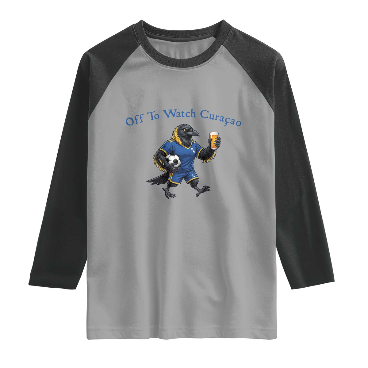 Funny Curacao Bird Soccer Fan Gift Raglan Shirt Off To Watch Curaçao