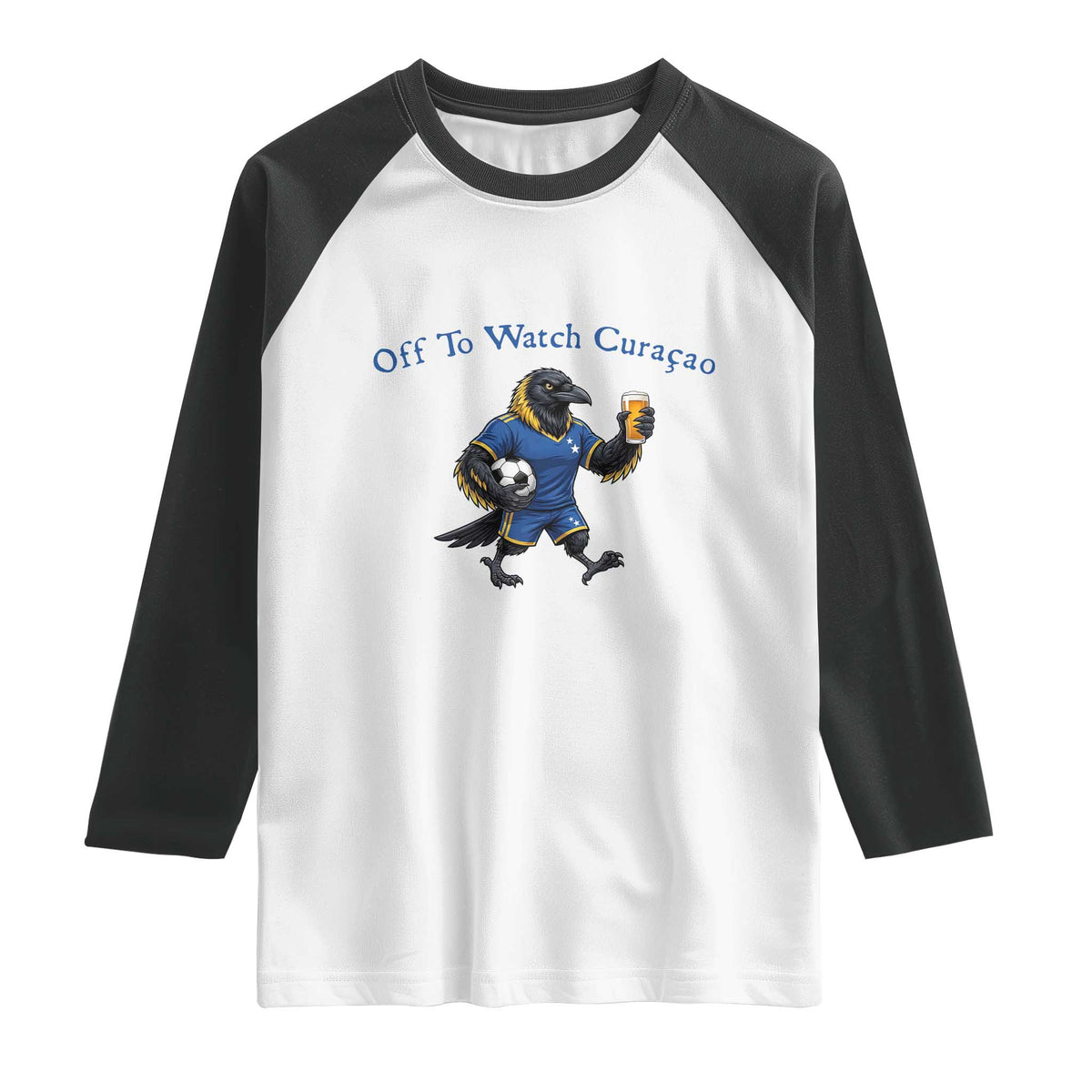 Funny Curacao Bird Soccer Fan Gift Raglan Shirt Off To Watch Curaçao