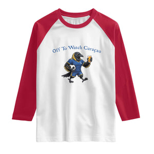 Funny Curacao Bird Soccer Fan Gift Raglan Shirt Off To Watch Curaçao