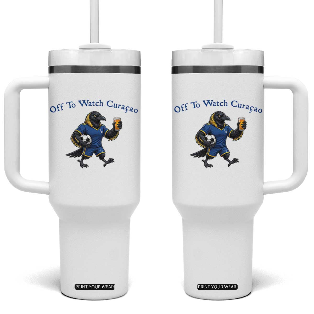 Funny Curacao Bird Soccer Fan Gift Tumbler With Handle Off To Watch Curaçao