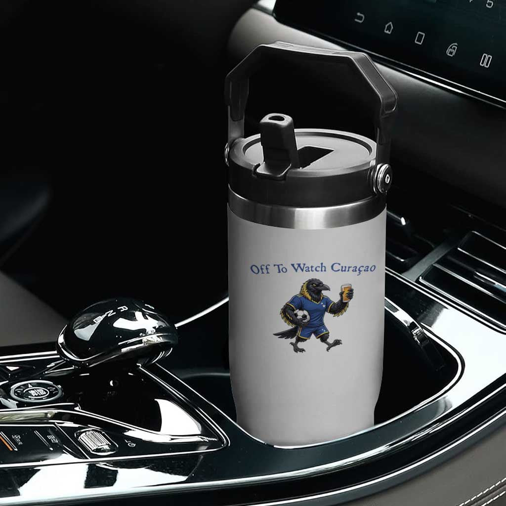 Funny Curacao Bird Soccer Fan Gift Flip Straw Tumbler Off To Watch Curaçao