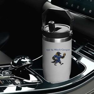 Funny Curacao Bird Soccer Fan Gift Flip Straw Tumbler Off To Watch Curaçao