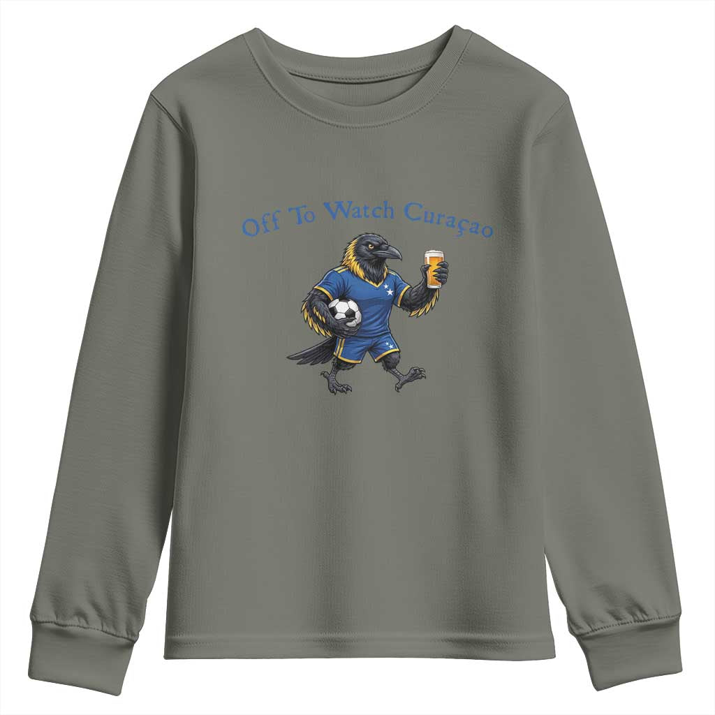 Funny Curacao Bird Soccer Fan Gift Youth Sweatshirt Off To Watch Curaçao