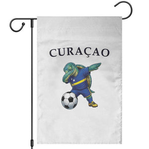 Funny Dabbing Sea Turtle Curaçao Soccer Fan Garden Flag Caribbean Pride Graphic