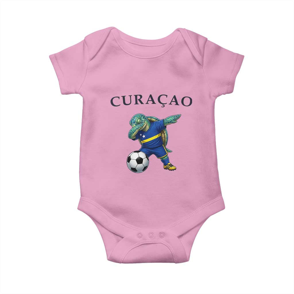 Funny Dabbing Sea Turtle Curaçao Soccer Fan Baby Onesie Caribbean Pride Graphic