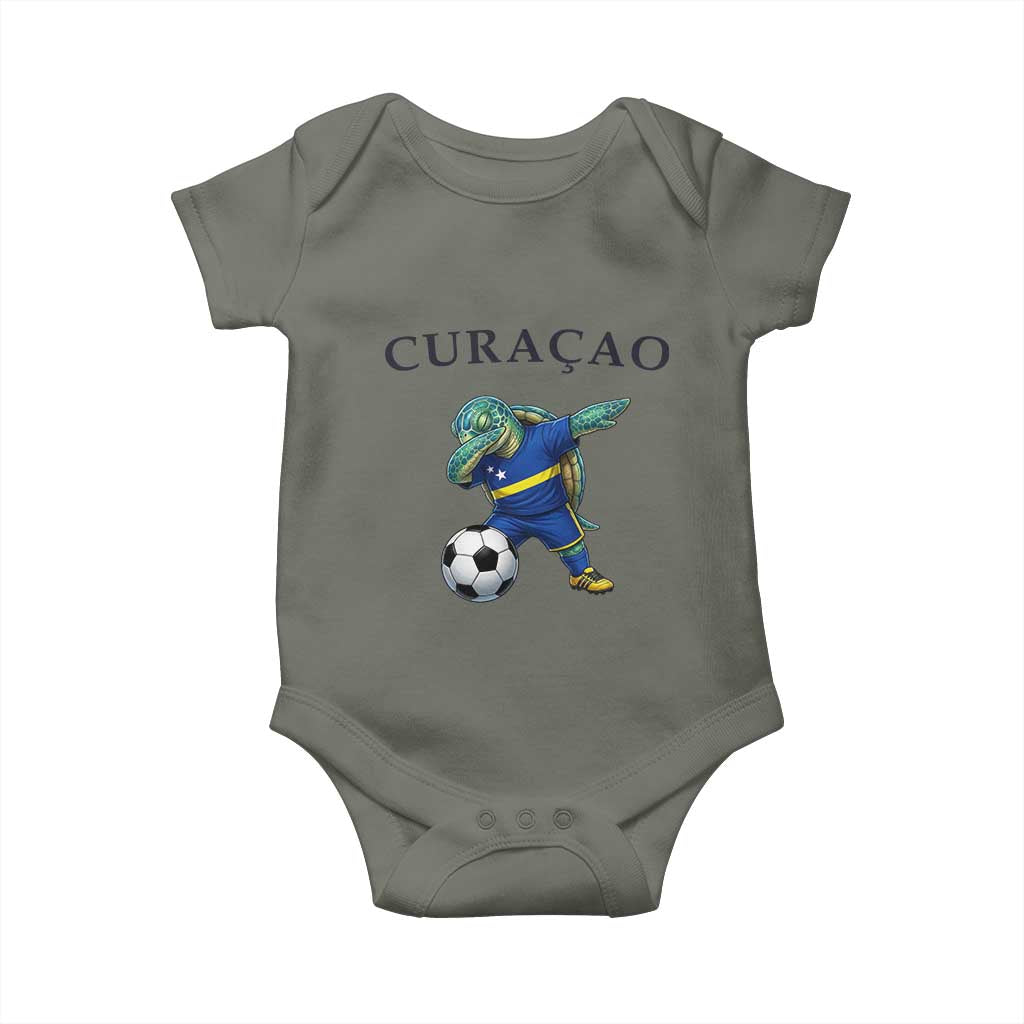 Funny Dabbing Sea Turtle Curaçao Soccer Fan Baby Onesie Caribbean Pride Graphic