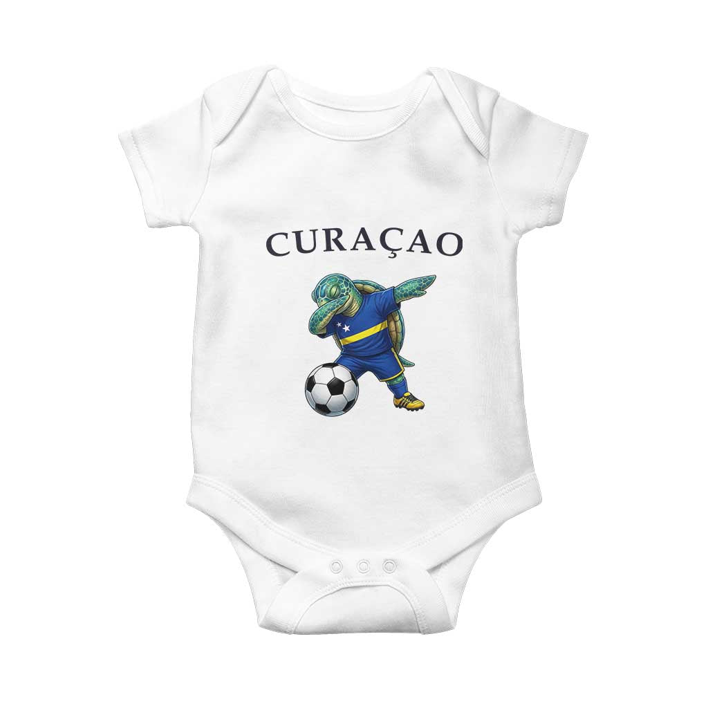 Funny Dabbing Sea Turtle Curaçao Soccer Fan Baby Onesie Caribbean Pride Graphic
