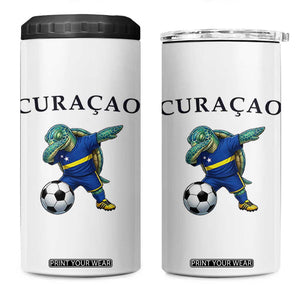 Funny Dabbing Sea Turtle Curaçao Soccer Fan 4 in 1 Can Cooler Tumbler Caribbean Pride Graphic