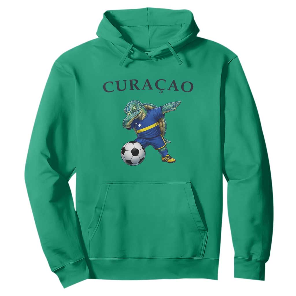 Funny Dabbing Sea Turtle Curaçao Soccer Fan Hoodie Caribbean Pride Graphic