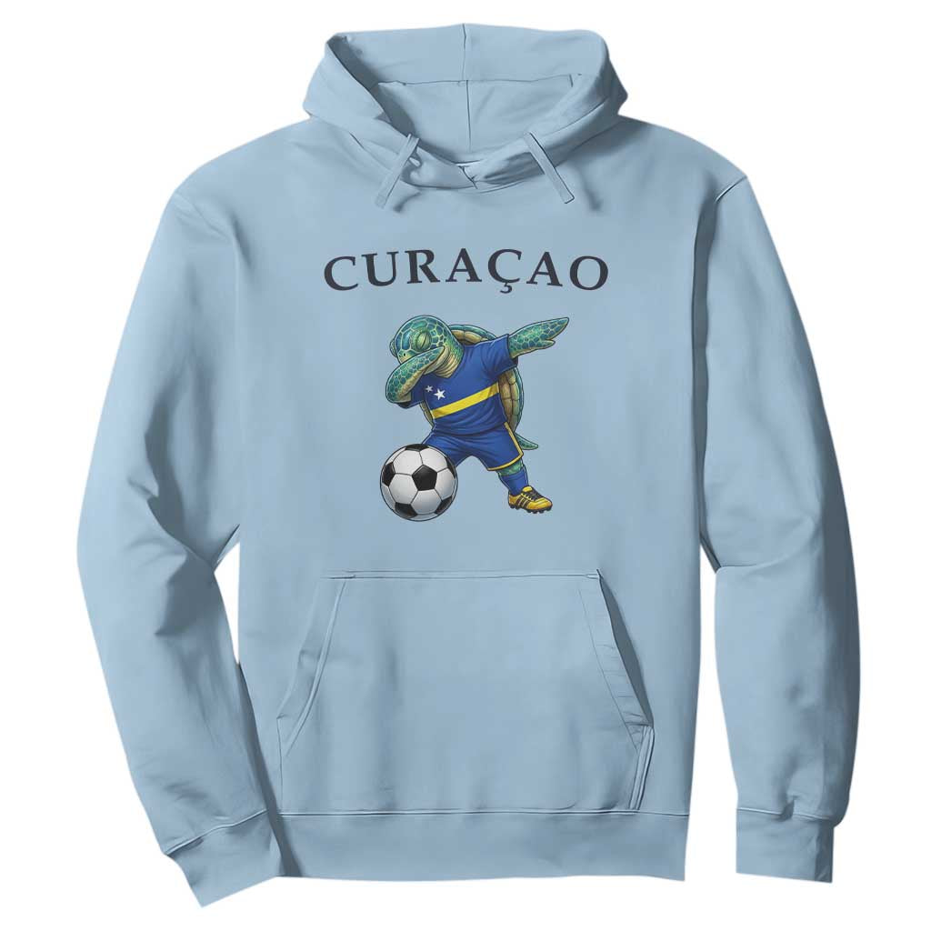 Funny Dabbing Sea Turtle Curaçao Soccer Fan Hoodie Caribbean Pride Graphic