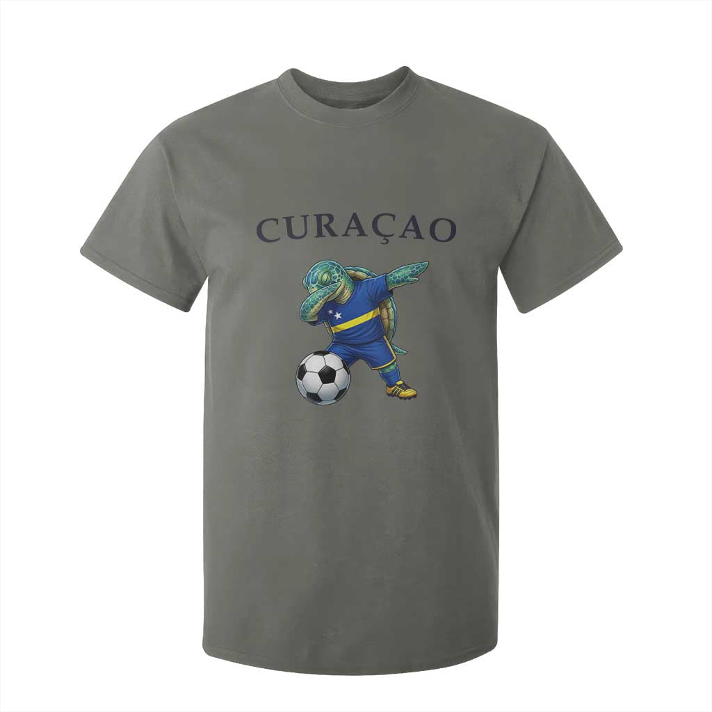 Funny Dabbing Sea Turtle Curaçao Soccer Fan T Shirt For Kid Caribbean Pride Graphic