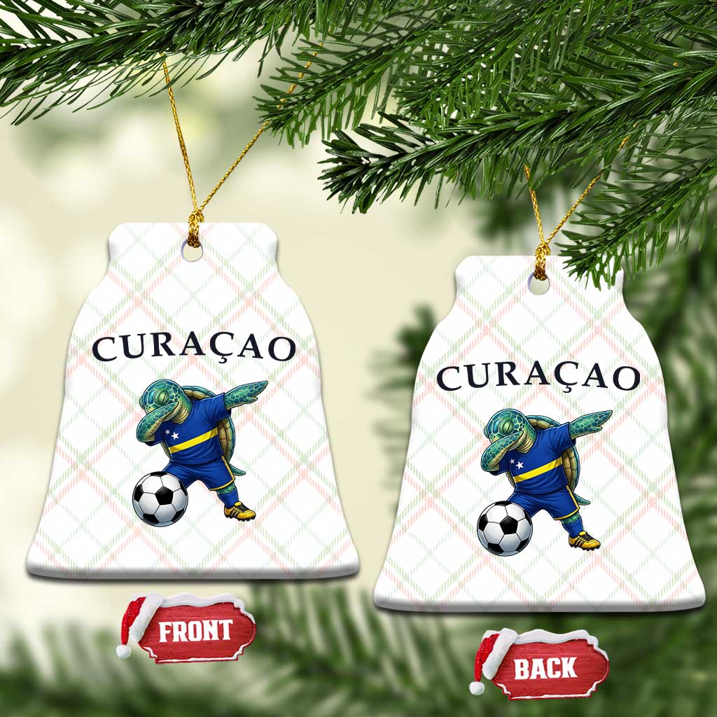 Funny Dabbing Sea Turtle Curaçao Soccer Fan Ceramic Ornament Caribbean Pride Graphic