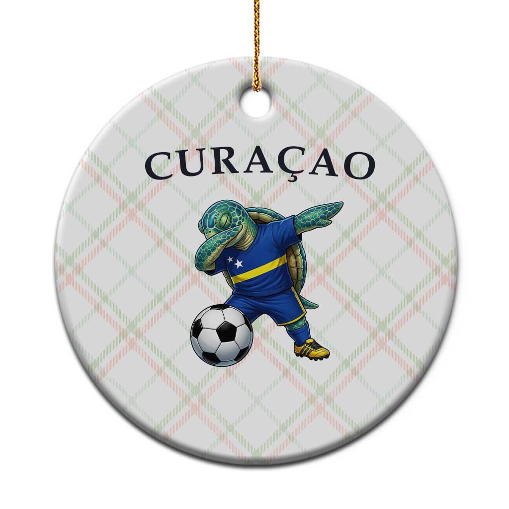 Funny Dabbing Sea Turtle Curaçao Soccer Fan Ceramic Ornament Caribbean Pride Graphic