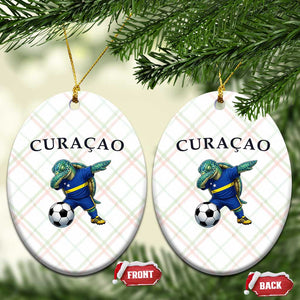 Funny Dabbing Sea Turtle Curaçao Soccer Fan Ceramic Ornament Caribbean Pride Graphic
