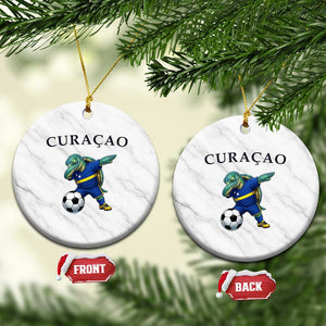 Funny Dabbing Sea Turtle Curaçao Soccer Fan Ceramic Ornament Caribbean Pride Graphic