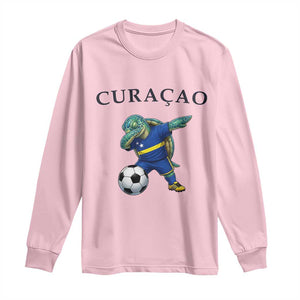 Funny Dabbing Sea Turtle Curaçao Soccer Fan Long Sleeve Shirt Caribbean Pride Graphic
