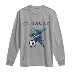 Funny Dabbing Sea Turtle Curaçao Soccer Fan Long Sleeve Shirt Caribbean Pride Graphic