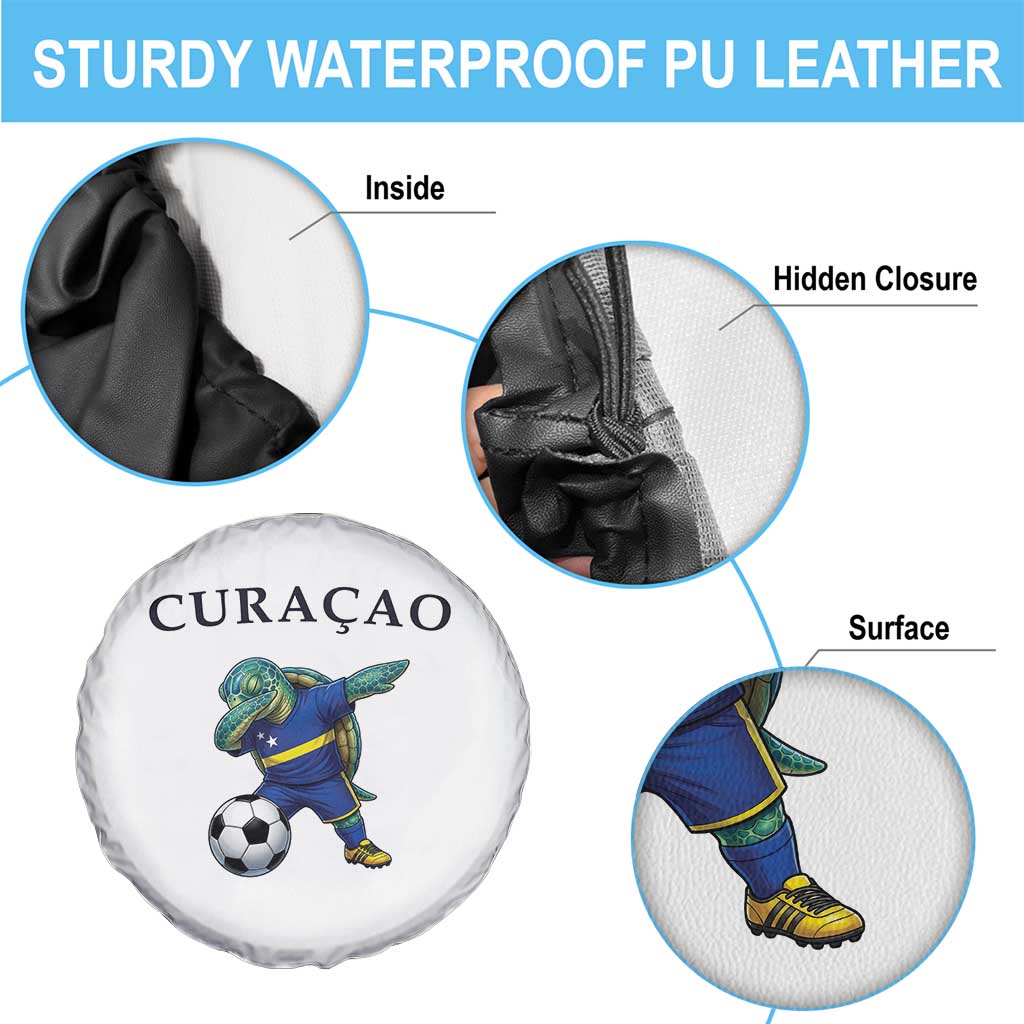 Funny Dabbing Sea Turtle Curaçao Soccer Fan Spare Tire Cover Caribbean Pride Graphic