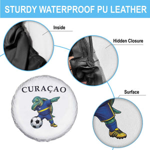 Funny Dabbing Sea Turtle Curaçao Soccer Fan Spare Tire Cover Caribbean Pride Graphic