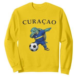 Funny Dabbing Sea Turtle Curaçao Soccer Fan Sweatshirt Caribbean Pride Graphic