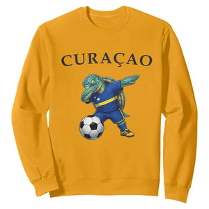 Funny Dabbing Sea Turtle Curaçao Soccer Fan Sweatshirt Caribbean Pride Graphic